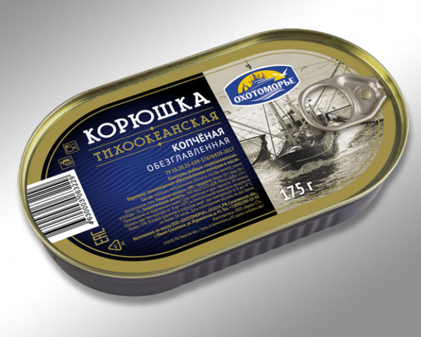 Дизайн упаковки корюшки ТМ Охотоморье