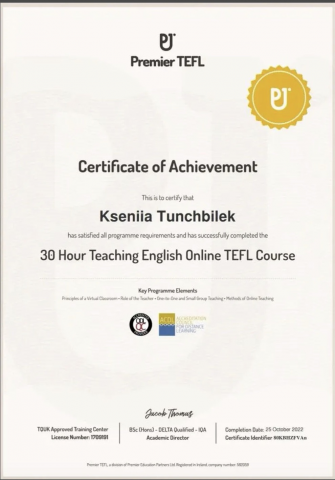 Международный сертификат Online TEFL Course