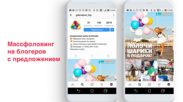 Продажа воздушных шаров. SMM продвижение в Instagram