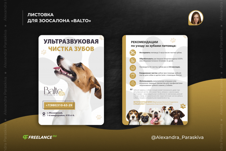 ЛИСТОВКА ДЛЯ ЗООСАЛОНА «BALTO»