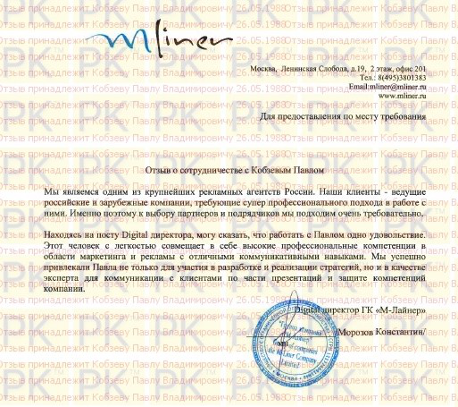 Отзыв Digital Директора Группы компаний М-Лайнер