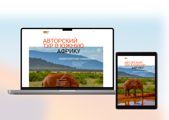 Яркий нестандартный лендинг для тура в Африку