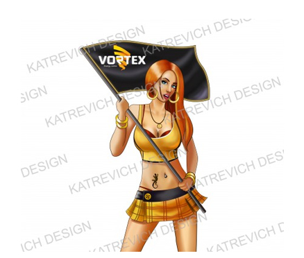 Фирменный персонаж для бренда аккумуляторов Vortex
