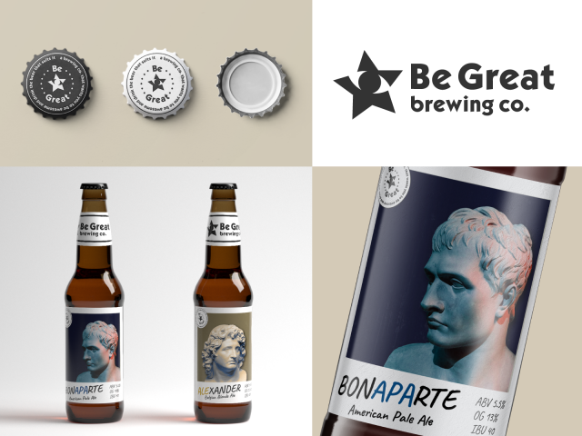 Be Great brewing co. | Логотип и дизайн упаковки для пивоварни