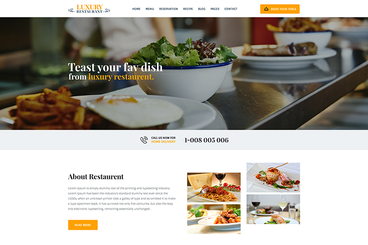 Адаптивная верстка сайта Luxury restaurant