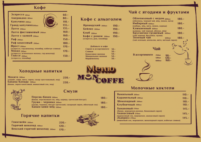 Дизайн меню