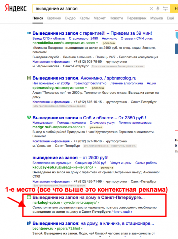 ТОП- 10 Яндекса. Наркологическая клиника (Санкт-Петербург)