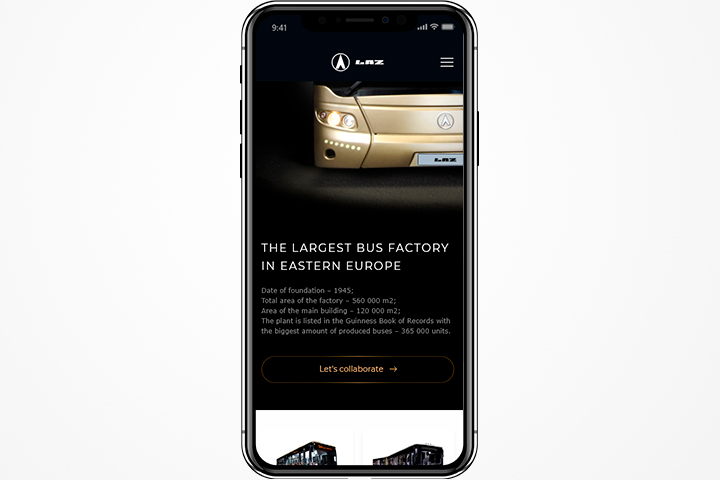 Дизайн (mobile) сайта для легендарного автобусного завода "ЛАЗ"