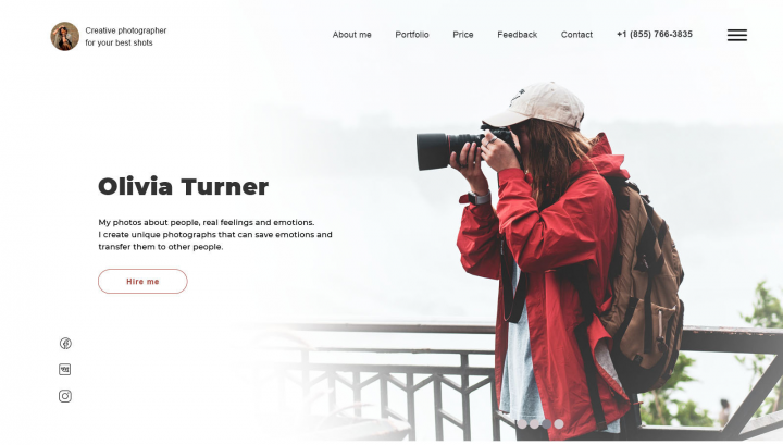 Olivia Turner - landing page для фотографа