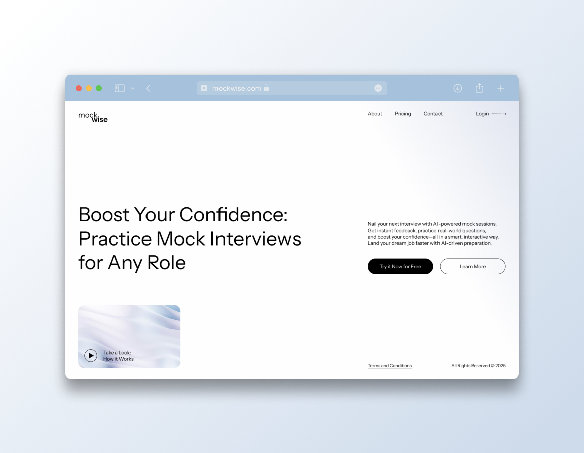 MockWise. Дизайн сайта для сервиса AI-собеседований