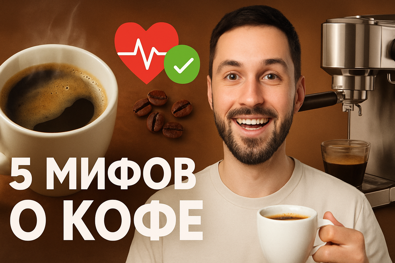 Сценарий для YouTube-ролика «5 мифов о кофе» для канала о еде и здоровье