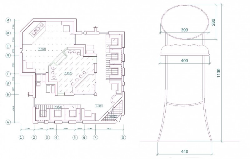 Чертежи дизайн проект кафе