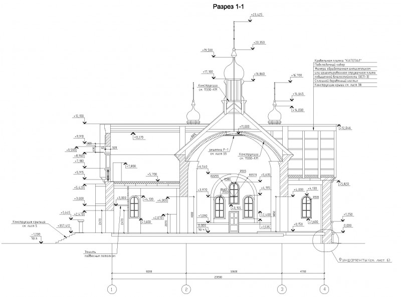 Чертеж разрез храма
