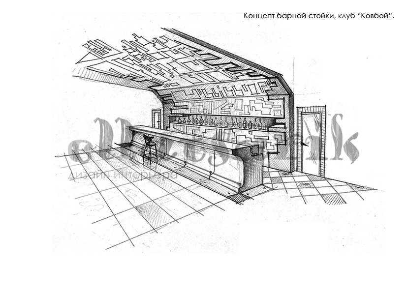 Чертеж барной стойки кафе