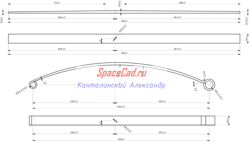 Листовая рессора чертеж