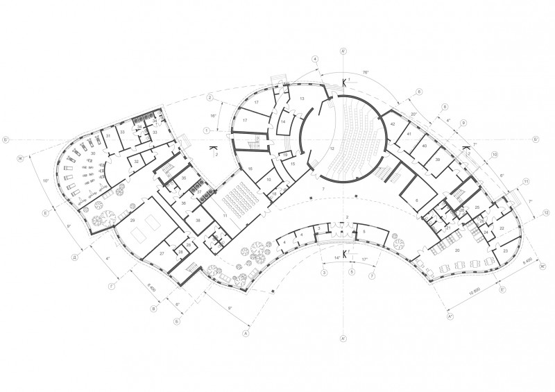 Центр план. План общественного здания. Архитектурный план здания. План досугового центра. План овального здания.