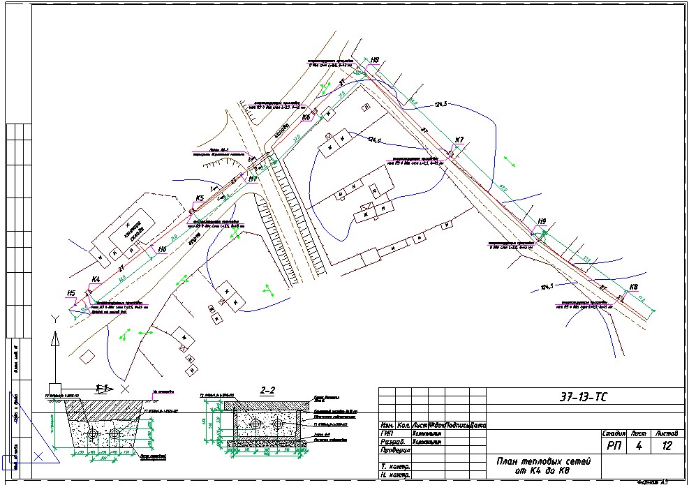 Исполнительный чертеж теплотрассы