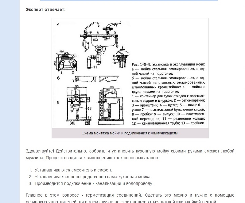 Как собрать мойку на кухне инструкция с