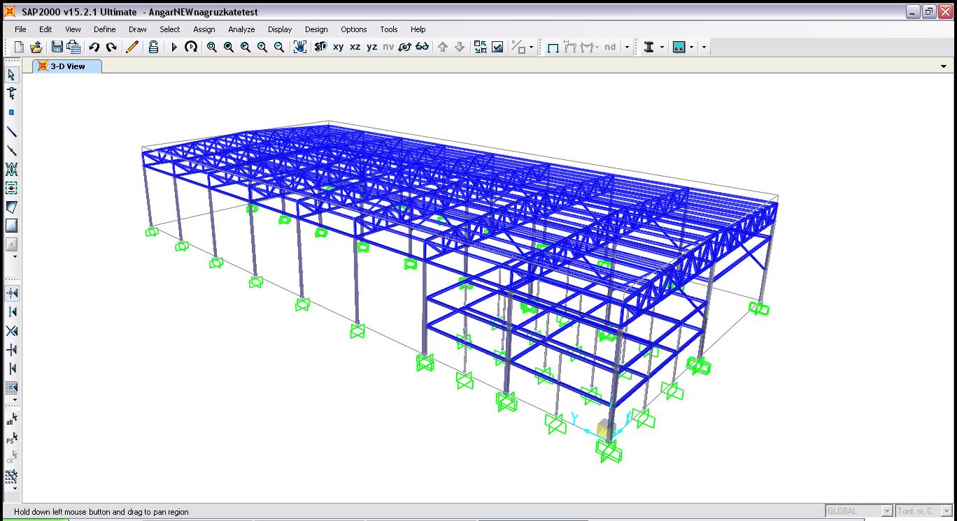 Расчетная модель металлического ангара в ПК Sap 2000 - Фрилансер Garik  Paronyan gf187 - Портфолио - Работа #2346364