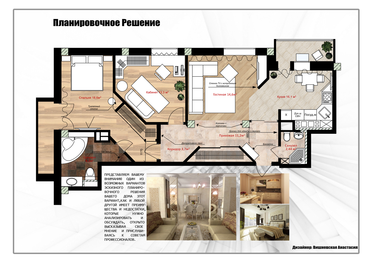 описание планировочного решения интерьера