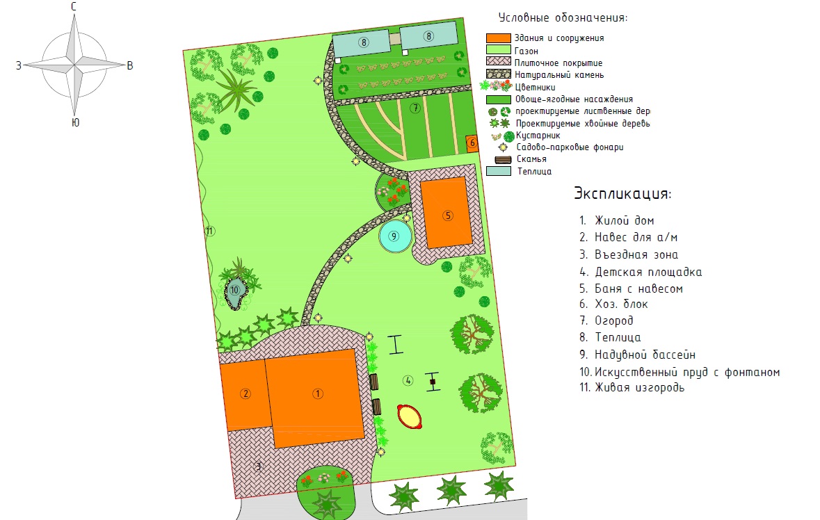 Планировка участка 10 соток - Фрилансер Татьяна Кабакова graficad.ru -  Портфолио - Работа #2399285