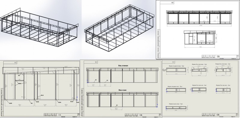 Чертежи торговых павильонов из профильной трубы
