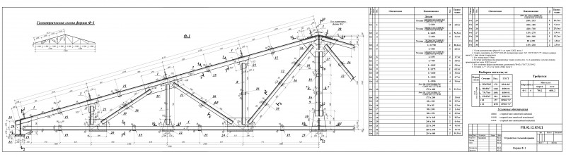 Чертеж металлическая ферма 12 м чертеж