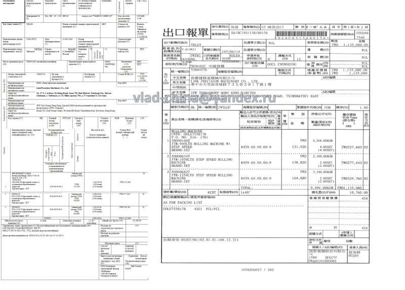 Экспортная декларация китай образец