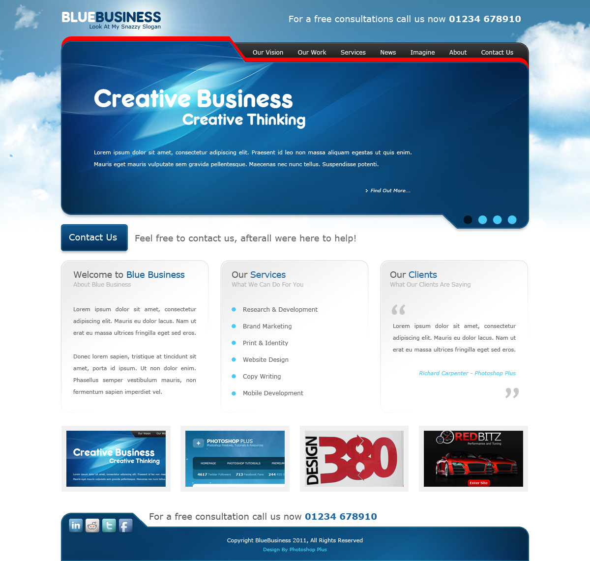 Синий дизайн сайта
