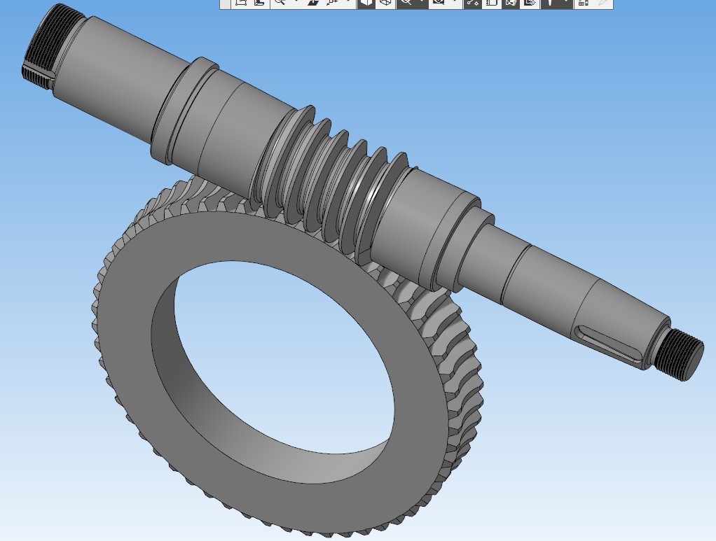 Шестеренка в компас 3d. Вал-червяк компас 3д. Червячное колесо компас 3д. Червячная передача в компас 3d.