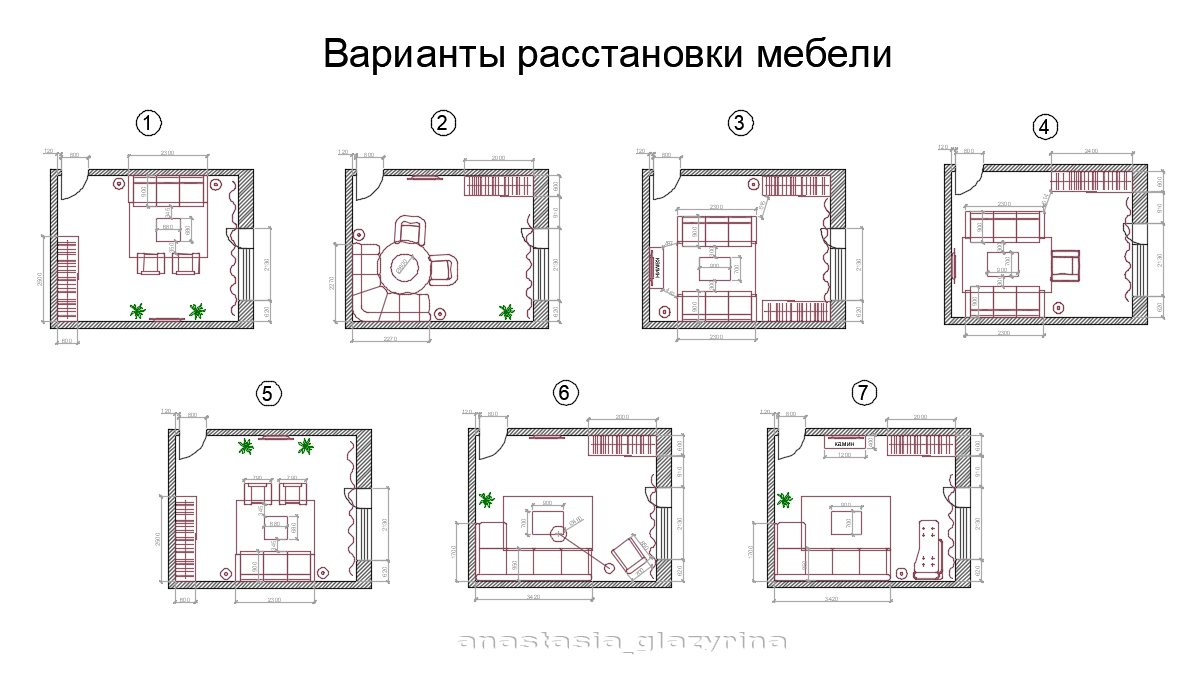 Размеры мебели на плане