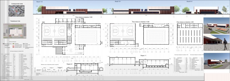 Проект спортивного комплекса с бассейном чертежи