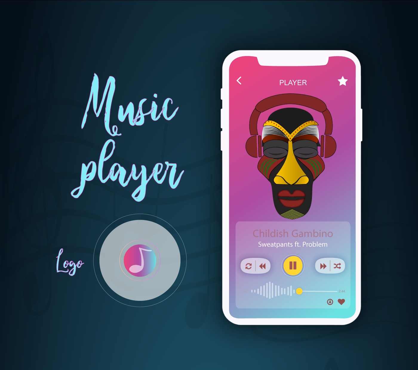 Player App,Graphic design,Illustrator - Фрилансер Liliia Fus liliiafus -  Портфолио - Работа #3473300