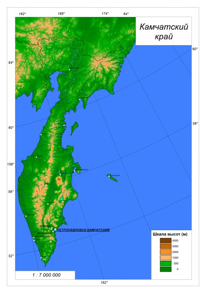 Камчатка карта географическая