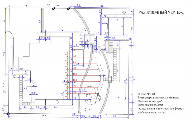 Разбивочный чертеж в ландшафтном дизайне пример