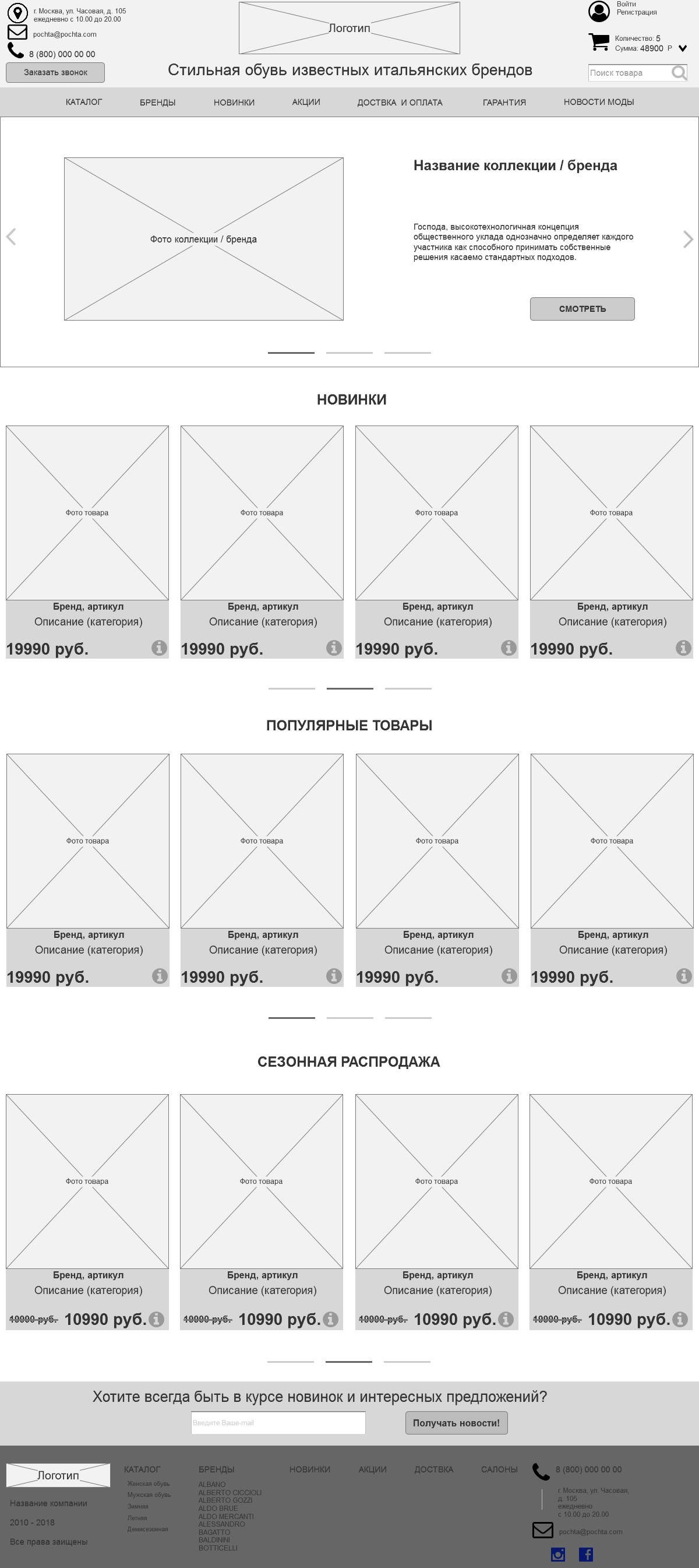 Прототип интернет-магазина итальянской обуви (Axure) - Фрилансер Анастасия  Дмитриева nastenoksi - Портфолио - Работа #3665003