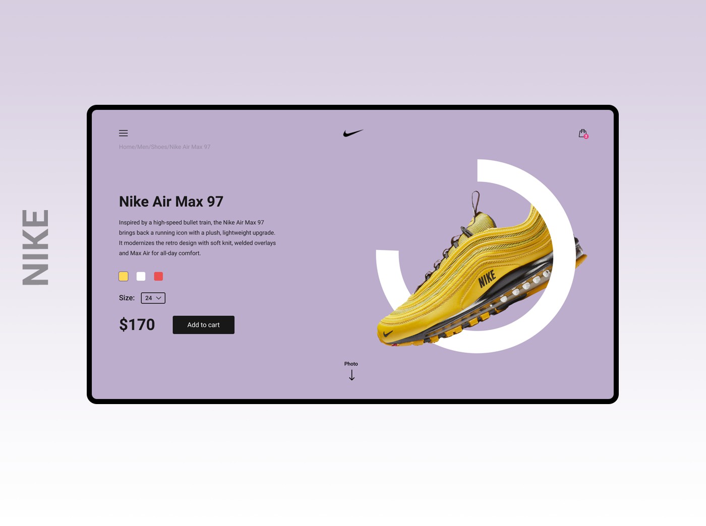 Web-design page for product Nike. Веб-дизайн - Фрилансер Дмитрий Шейн  Legkov_07 - Портфолио - Работа #3701247