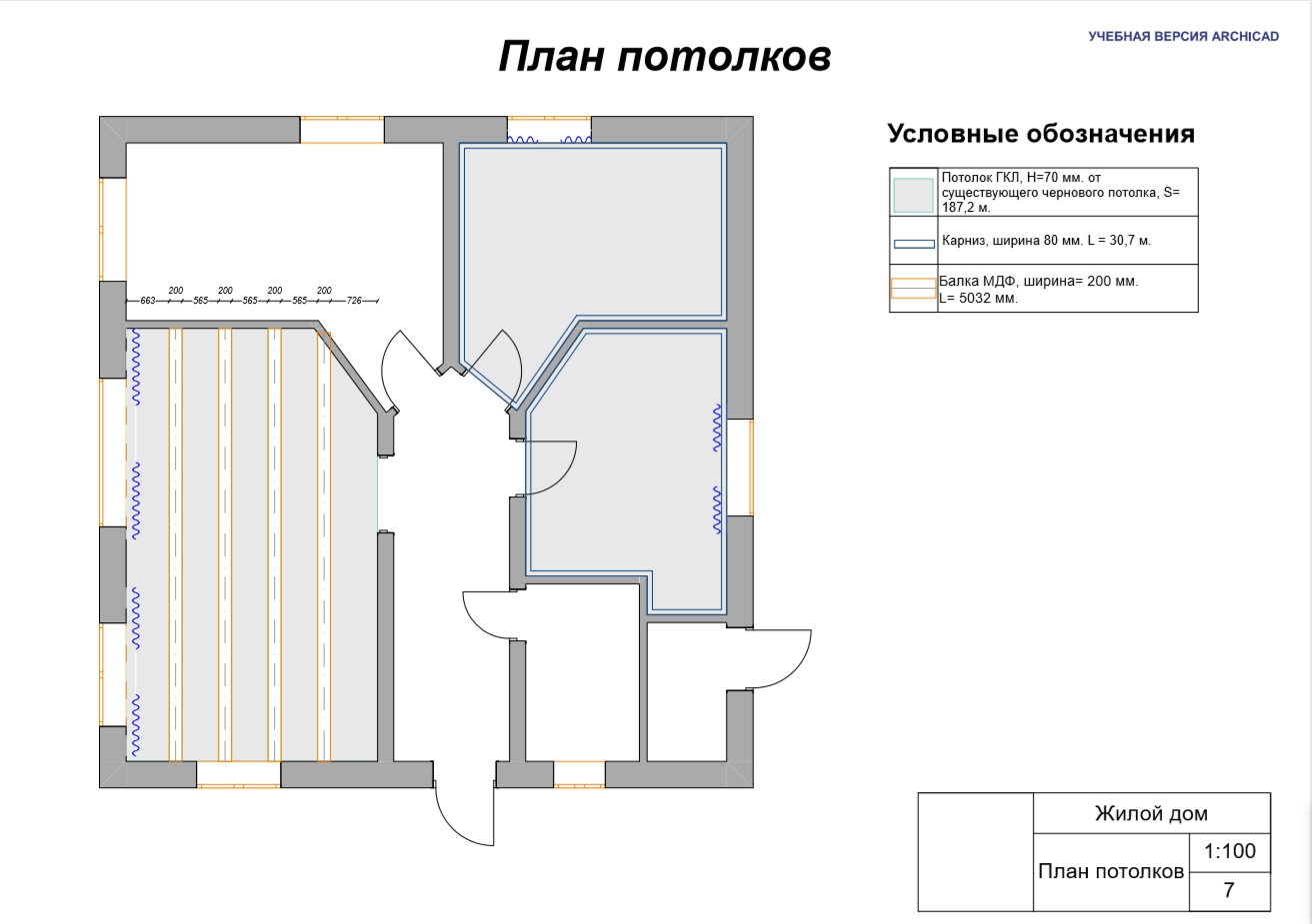 План потолка с карнизами