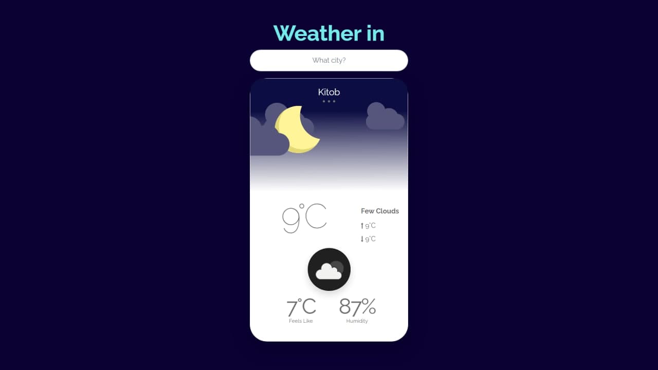 Weather App with JavaScript - Фрилансер Shavkat [Разработка сайтов]  Toshpulotov | EldasDEV eldasdev - Портфолио - Работа #4059092