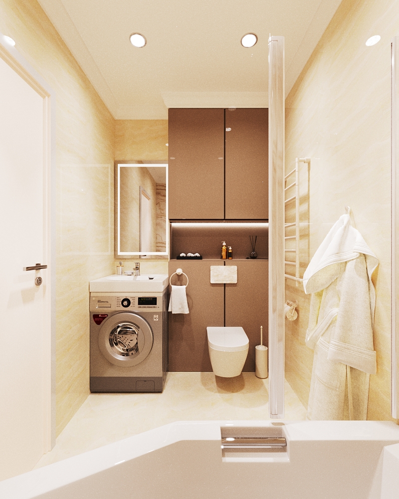 Интерьер ванной комнаты с встроенными шкафами - Интерьер ванной комнаты в классическом стиле