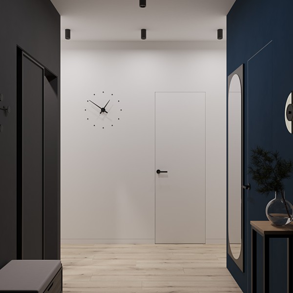 Дизайн-проект: Прихожая и коридор в квартире-студии 50 м² для отдыха на море