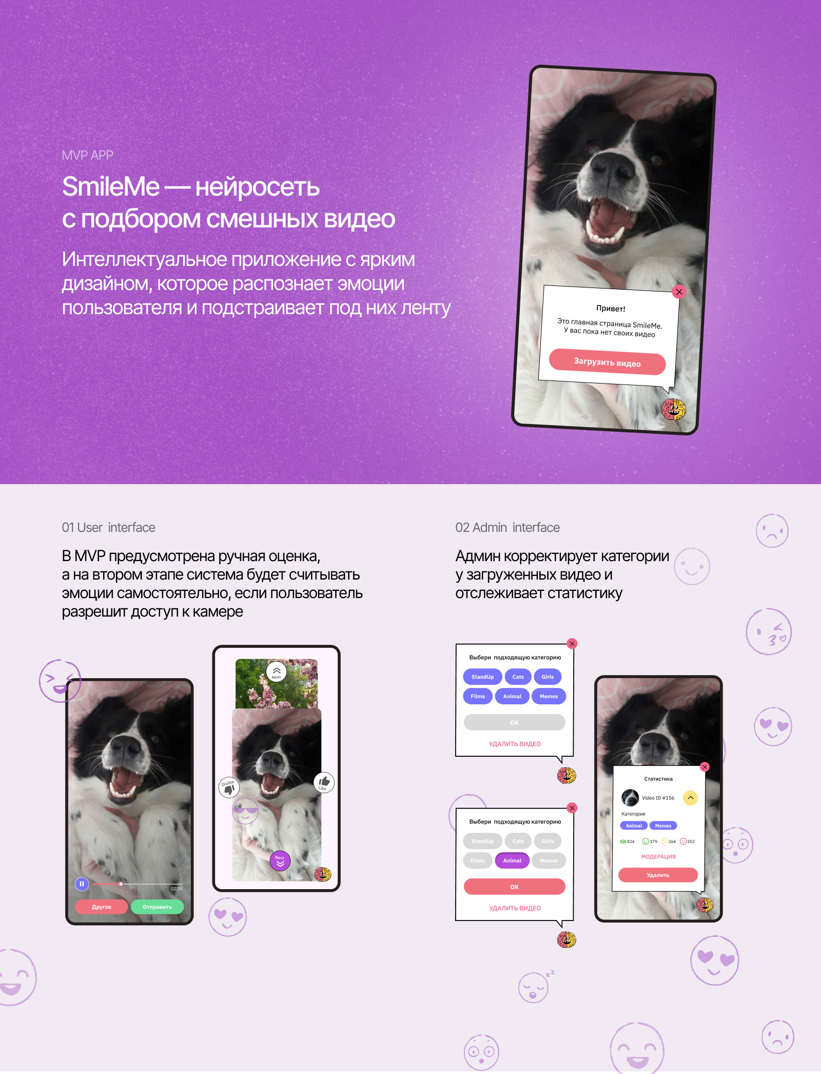 SmileMe — нейросеть с подбором смешных видео - Фрилансер Анна Гаделия  gadelia - Портфолио - Работа #4450132