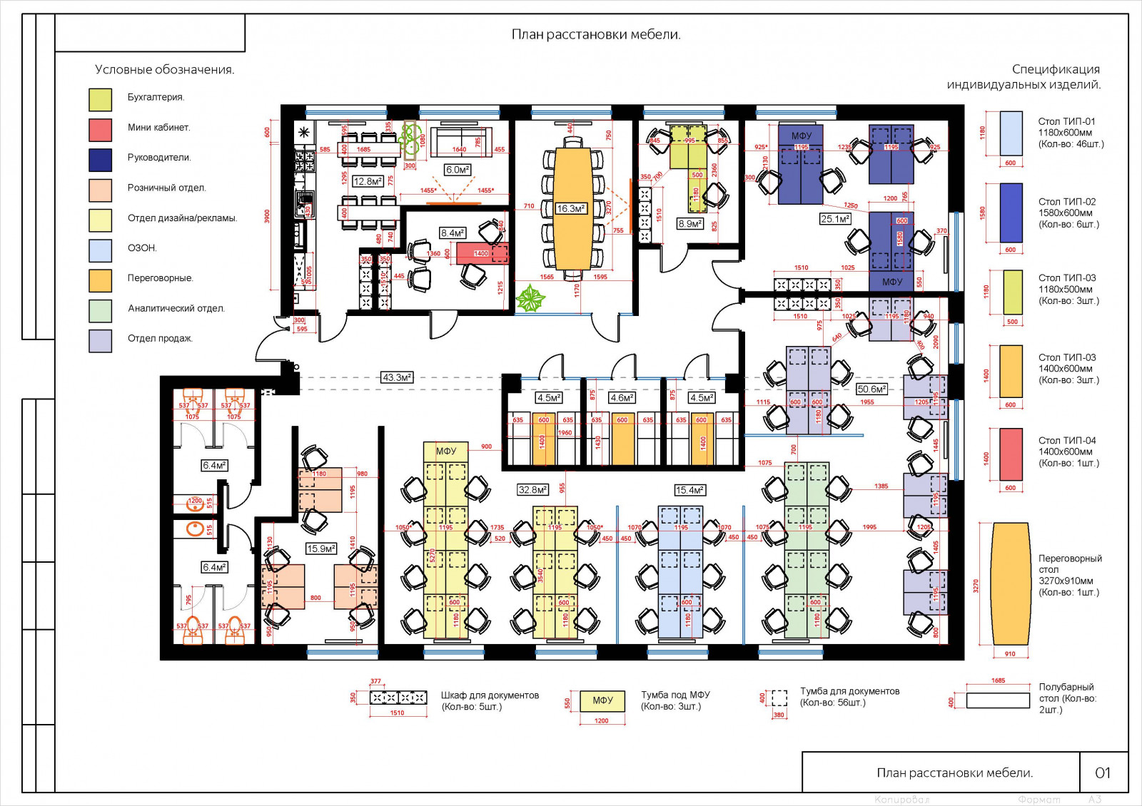 План расстановки мебели в офисе